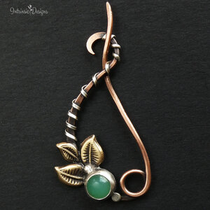 AUSTRALIAN CHRYSOPRASE  SHAWL PIN/ SWEATER PIN WITH MIXED METALS