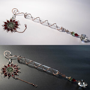 RED SUNFLOWER DECORATIVE PROPAGATION / BUD VASE CRYSTAL SUNCATCHER