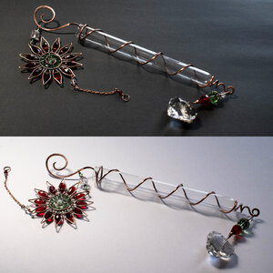 RED SUNFLOWER DECORATIVE PROPAGATION / BUD VASE CRYSTAL SUNCATCHER