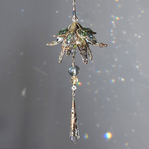 LONG CHANDELIER STYLE FLOWER CRYSTAL WINDOW SUNCATCHER