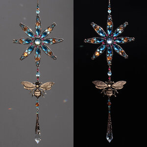 NATIVE BEE & MANDALA FLOWER CRYSTAL WINDOW SUNCATCHER