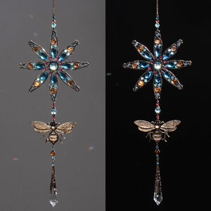 NATIVE BEE & MANDALA FLOWER CRYSTAL WINDOW SUNCATCHER