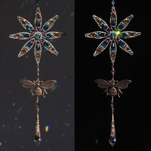 NATIVE BEE & MANDALA FLOWER CRYSTAL WINDOW SUNCATCHER