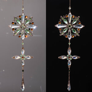ELEGANT MANDALA CRYSTAL WINDOW SUNCATCHER IN COPPER & BRONZE