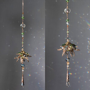 LONG CHANDELIER STYLE FLOWER CRYSTAL WINDOW SUNCATCHER