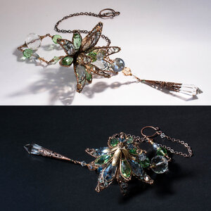 LONG CHANDELIER STYLE FLOWER CRYSTAL WINDOW SUNCATCHER