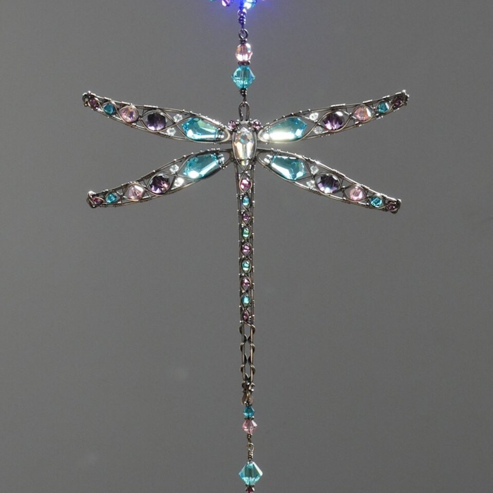DRAGONFLY SWAROVSKI CRYSTAL WINDOW SUNCATCHER IN BRONZE