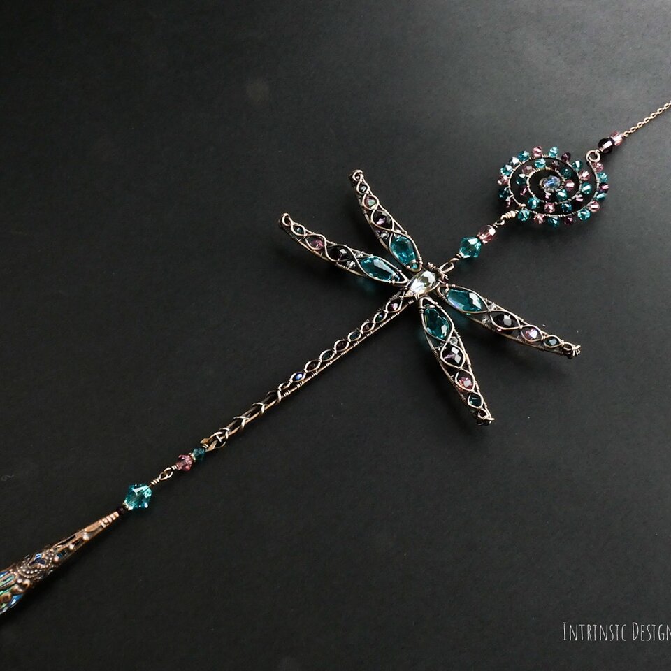 DRAGONFLY SWAROVSKI CRYSTAL WINDOW SUNCATCHER IN BRONZE