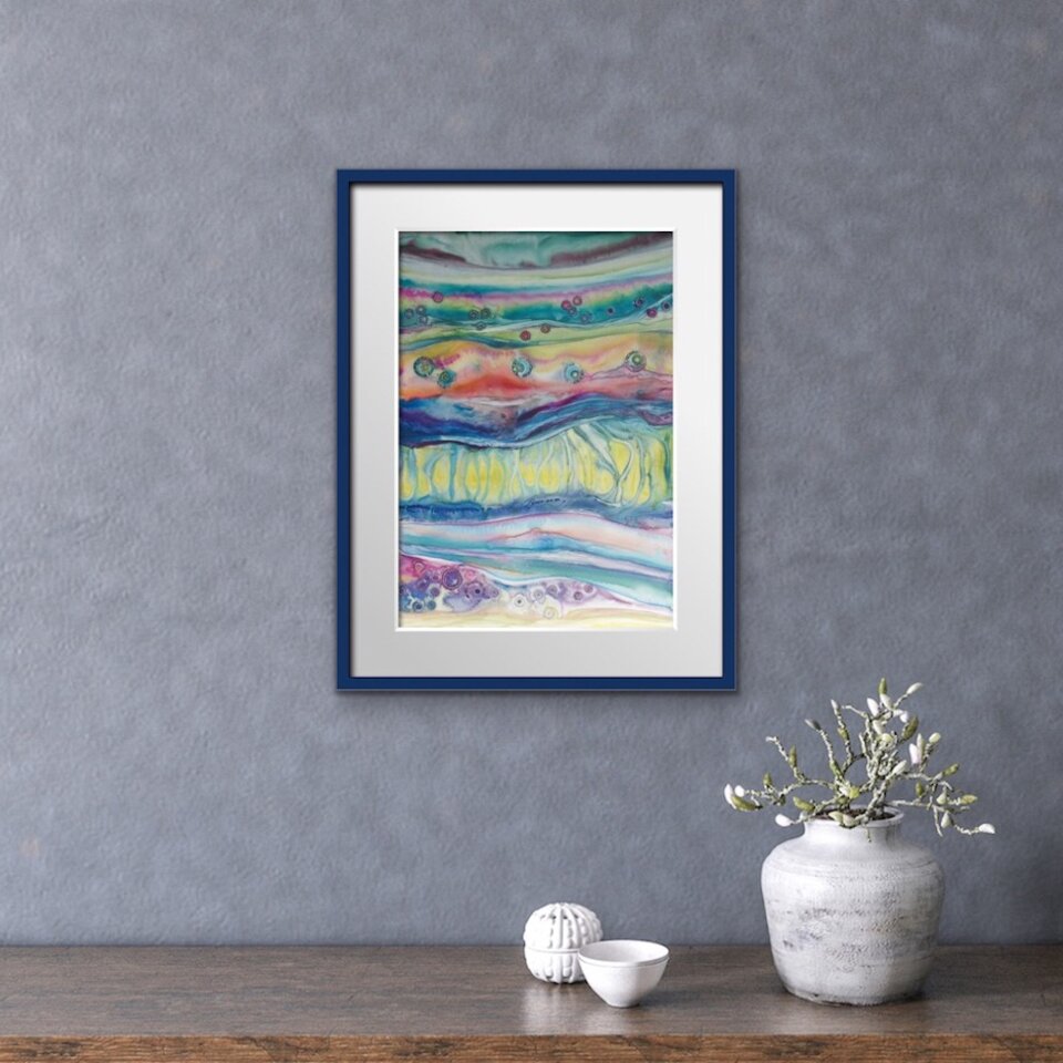 ORIGINAL ABSTRACT WATERCOLOUR ON YUPO PAPER ... A4 SIZE ...  30 X 21cm (11.8” x 8.2”)