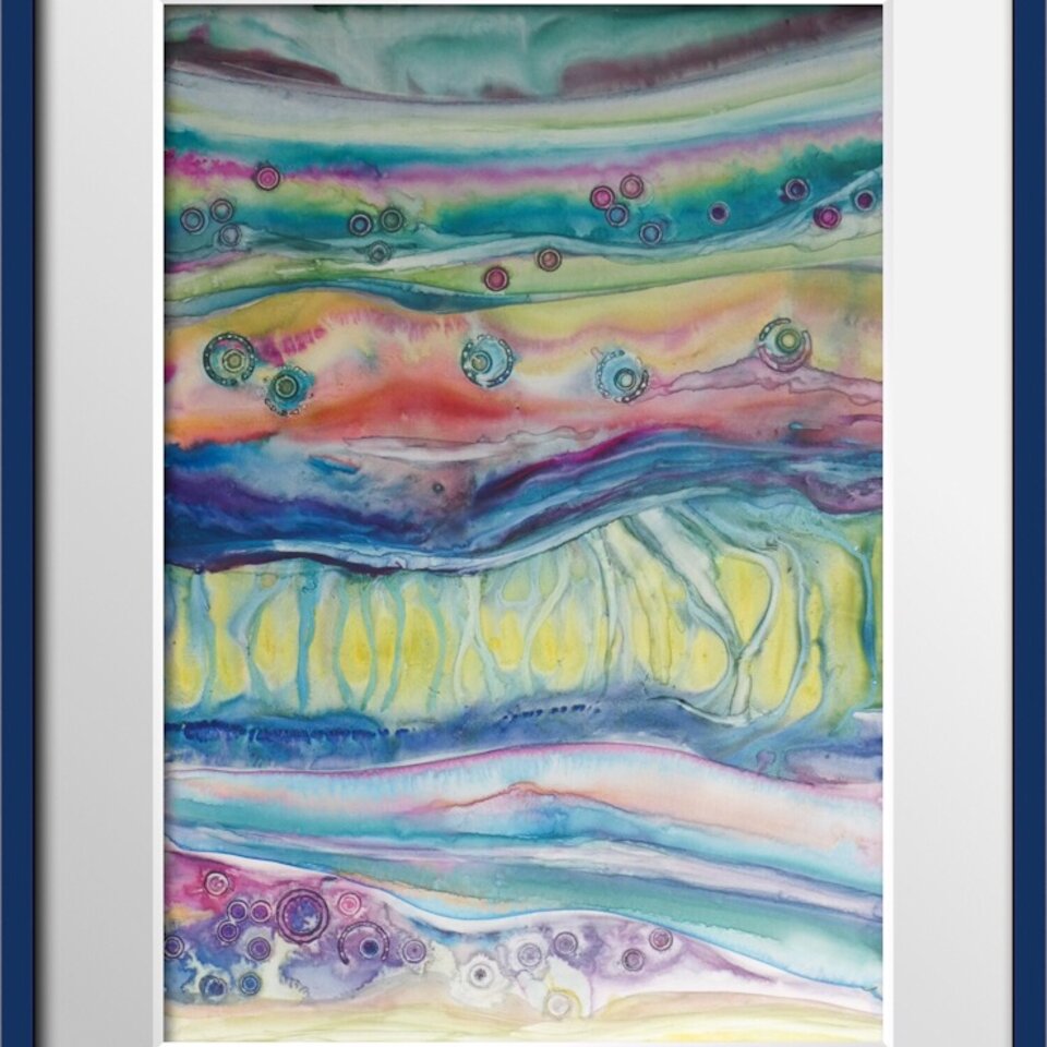 ORIGINAL ABSTRACT WATERCOLOUR ON YUPO PAPER ... A4 SIZE ...  30 X 21cm (11.8” x 8.2”)