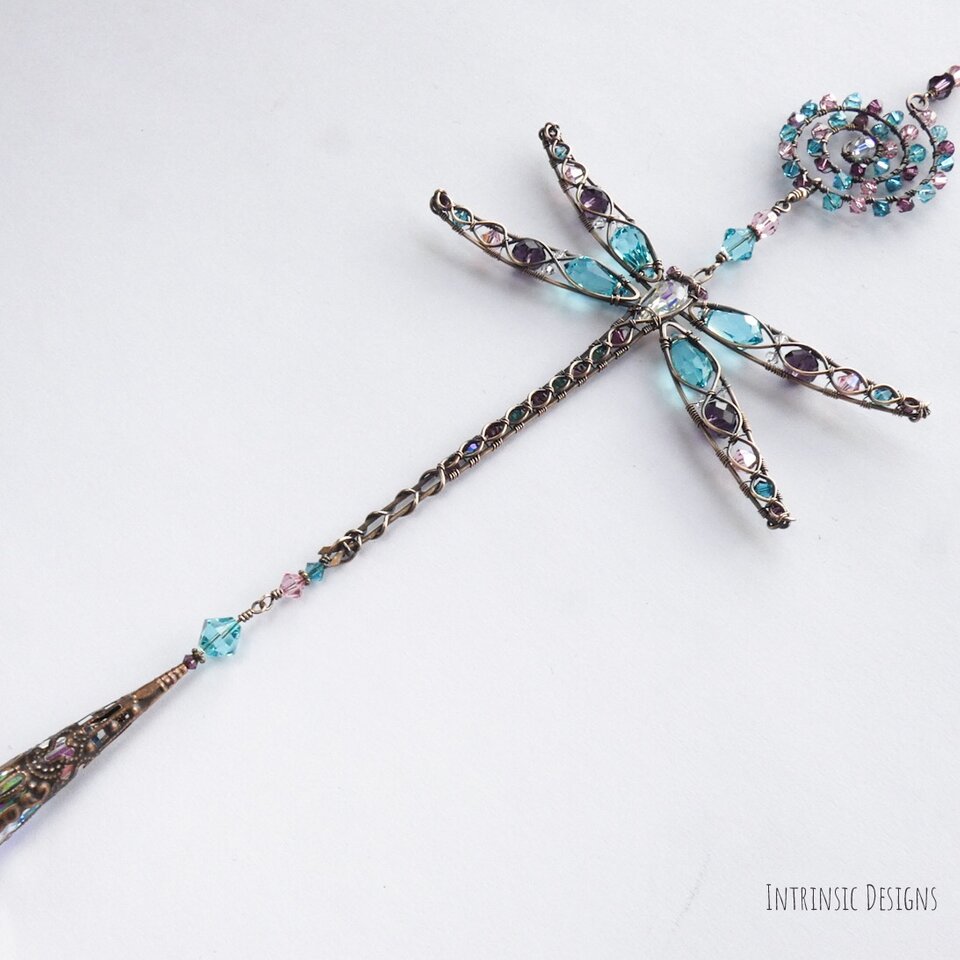 DRAGONFLY SWAROVSKI CRYSTAL WINDOW SUNCATCHER IN BRONZE