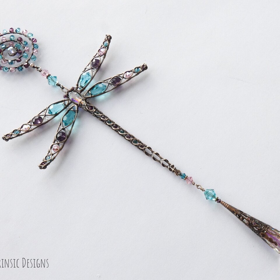 DRAGONFLY SWAROVSKI CRYSTAL WINDOW SUNCATCHER IN BRONZE