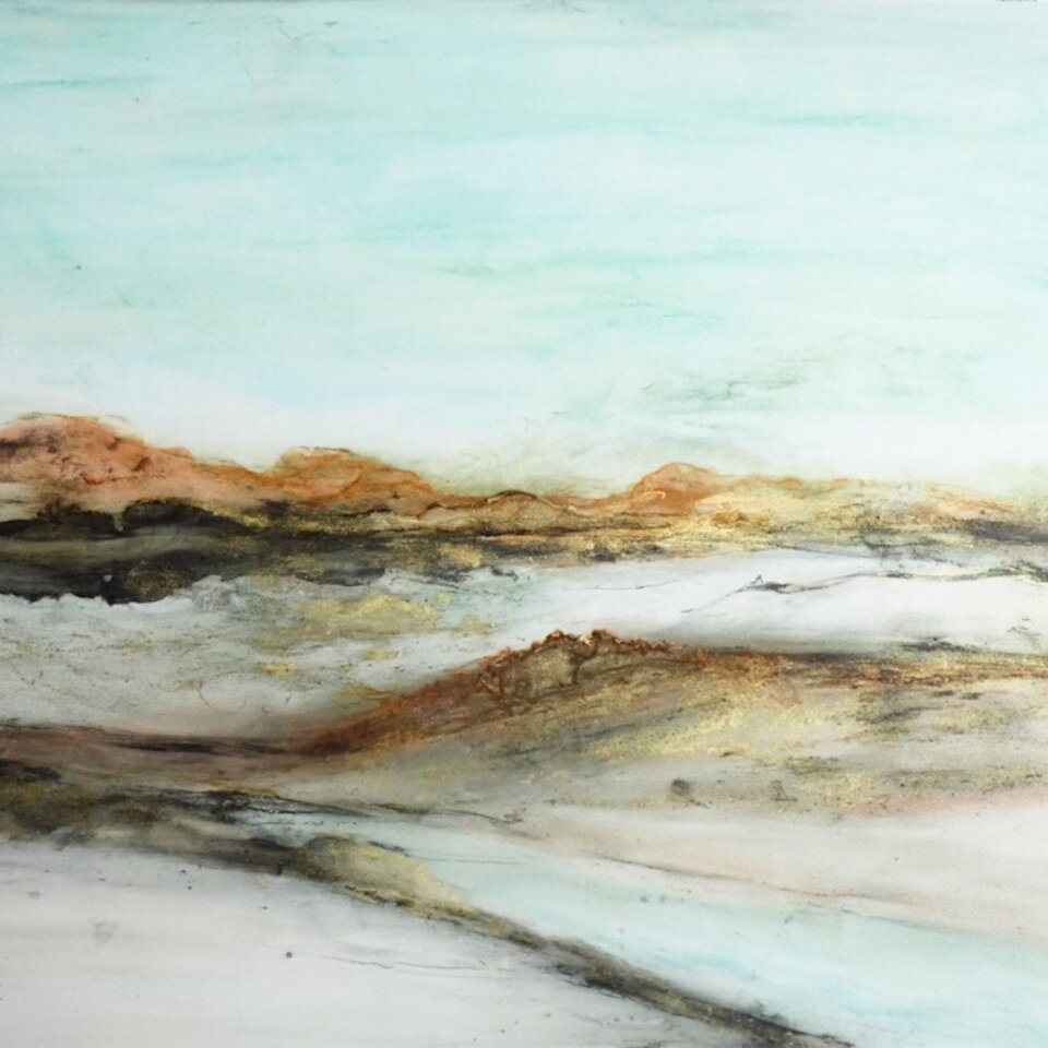 ORIGINAL ABSTRACT LANDSCAPE ....  ALCOHOL INK ART ON YUPO PAPER ... A4 SIZE ...  30 X 21cm (11.8” x 8.2”)