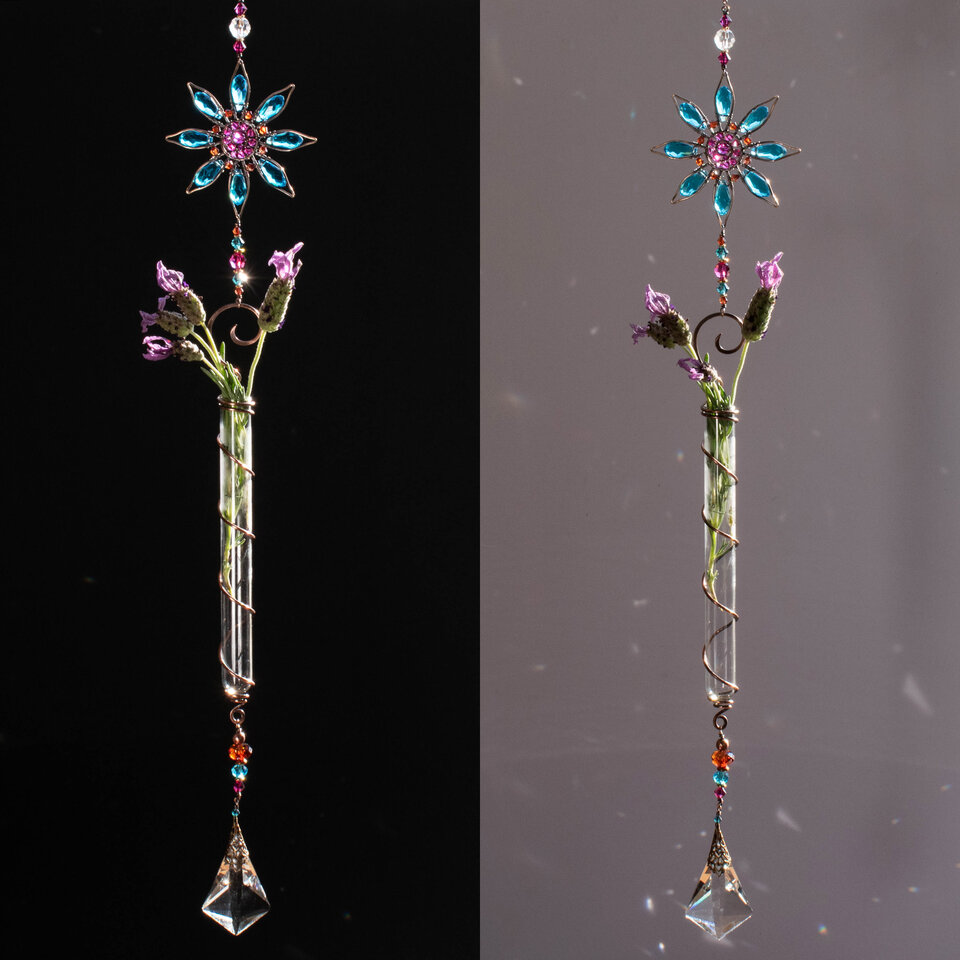 BLUE FLOWER DECORATIVE PROPAGATION / BUD VASE CRYSTAL SUNCATCHER
