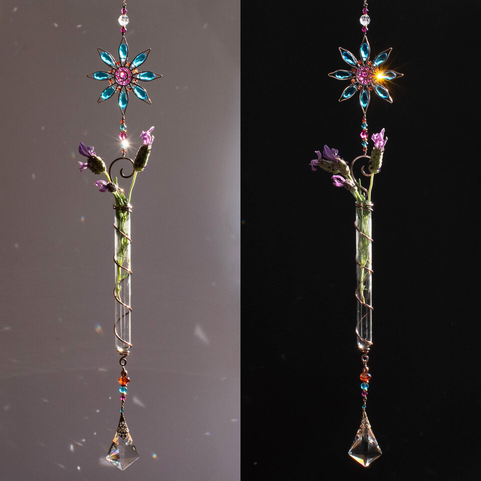 BLUE FLOWER DECORATIVE PROPAGATION / BUD VASE CRYSTAL SUNCATCHER