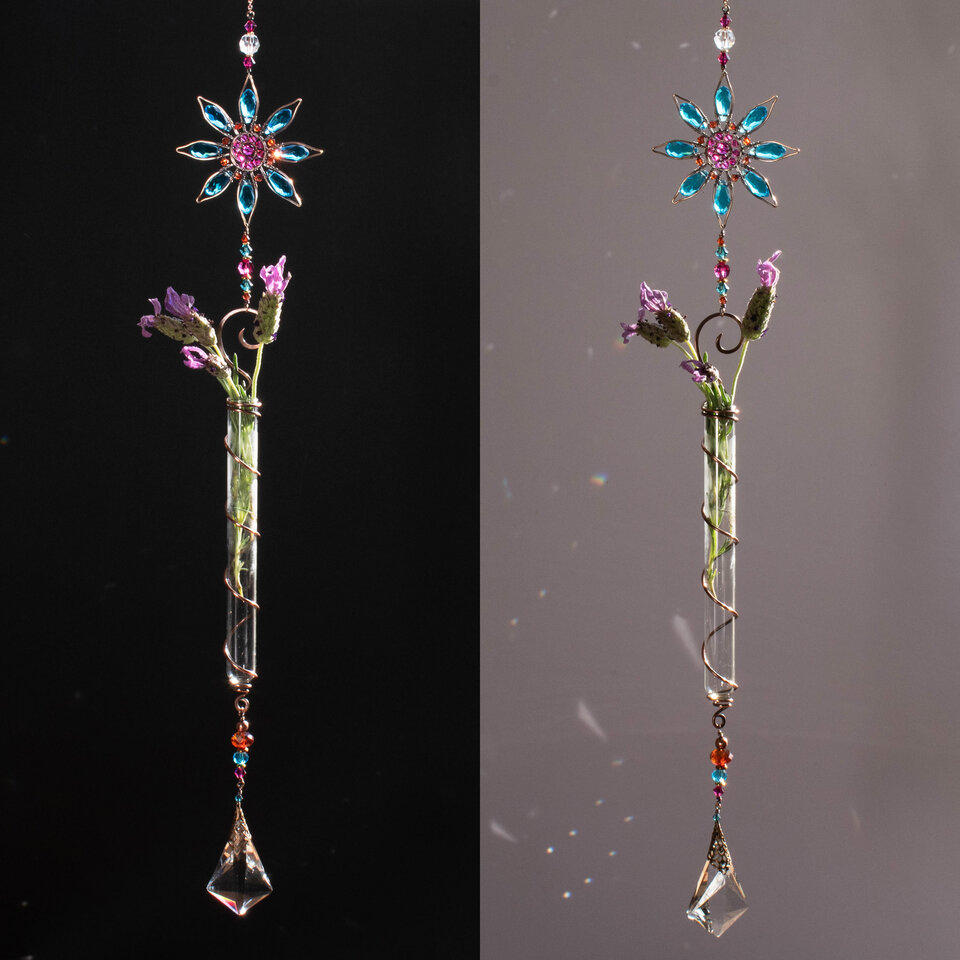 BLUE FLOWER DECORATIVE PROPAGATION / BUD VASE CRYSTAL SUNCATCHER