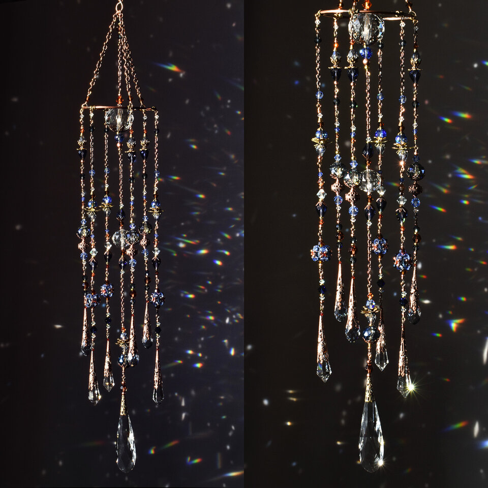 BLUE CHANDELIER STYLE LONG CRYSTAL SUNCATCHER