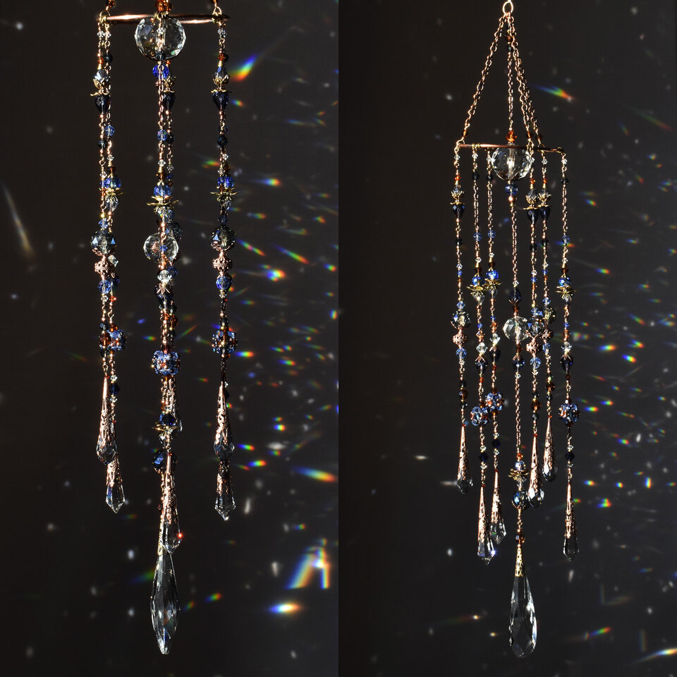 BLUE CHANDELIER STYLE LONG CRYSTAL SUNCATCHER