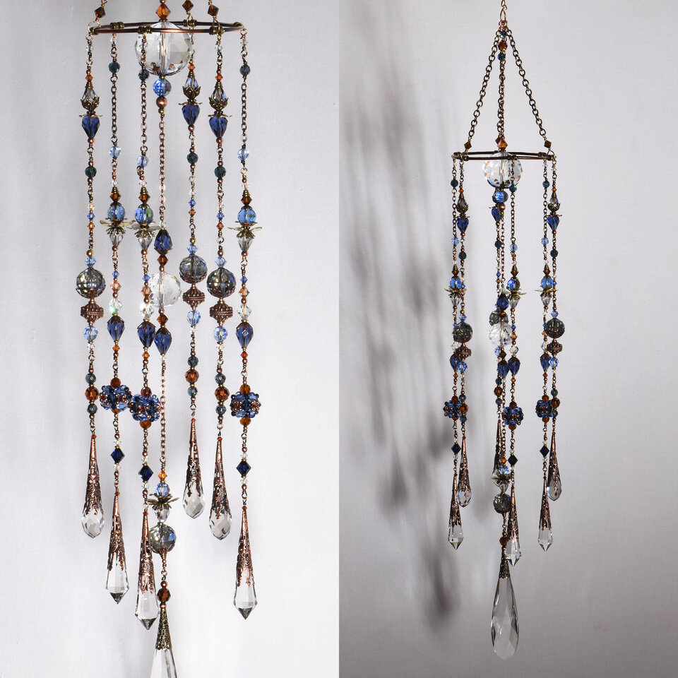 BLUE CHANDELIER STYLE LONG CRYSTAL SUNCATCHER