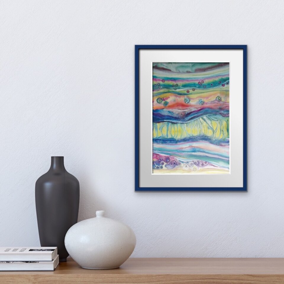 ORIGINAL ABSTRACT WATERCOLOUR ON YUPO PAPER ... A4 SIZE ...  30 X 21cm (11.8” x 8.2”)