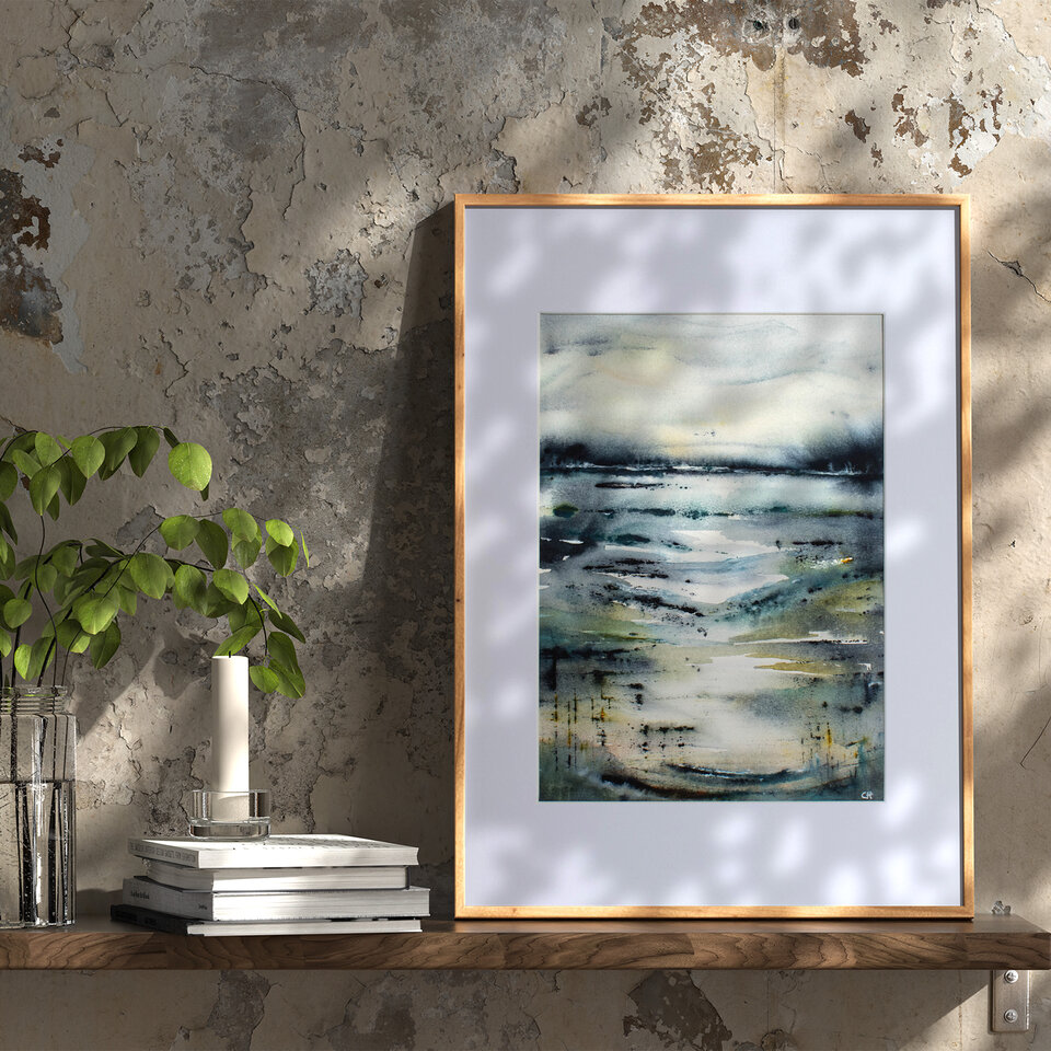 "DOWN BY THE RIVER" ORIGINAL ABSTRACT LANDSCAPE PAINTING IN WATERCOLOUR