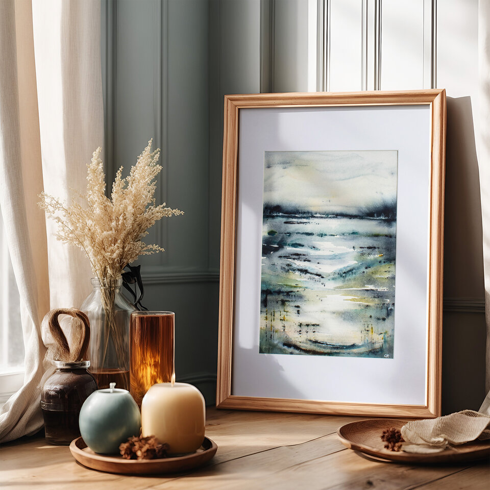 "DOWN BY THE RIVER" ORIGINAL ABSTRACT LANDSCAPE PAINTING IN WATERCOLOUR