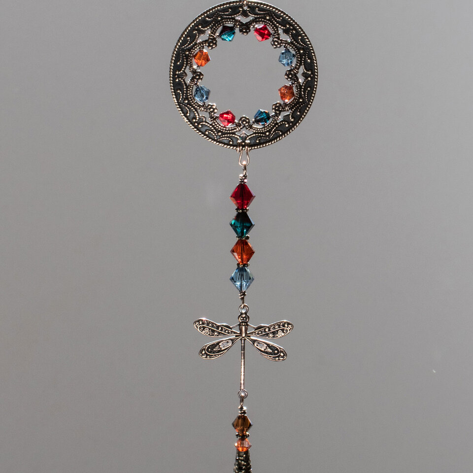 SWAROVSKI CRYSTAL DRAGONFLY CAR REAR-VIEW MIRROR DANGLE .... ADJUSTABLE