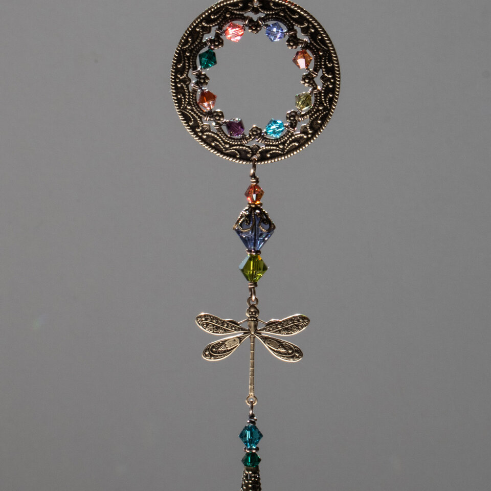 SWAROVSKI CRYSTAL DRAGONFLY CAR REAR-VIEW MIRROR DANGLE .... ADJUSTABLE