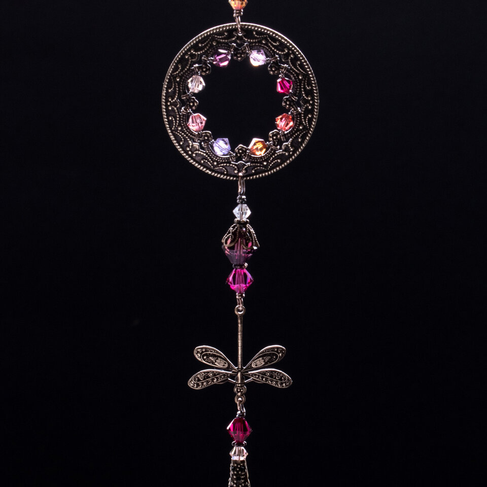 SWAROVSKI CRYSTAL DRAGONFLY CAR REAR-VIEW MIRROR DANGLE .... ADJUSTABLE