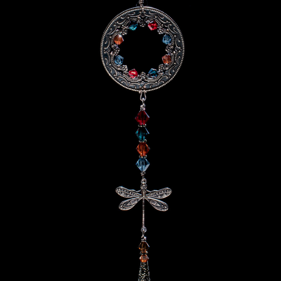 SWAROVSKI CRYSTAL DRAGONFLY CAR REAR-VIEW MIRROR DANGLE .... ADJUSTABLE