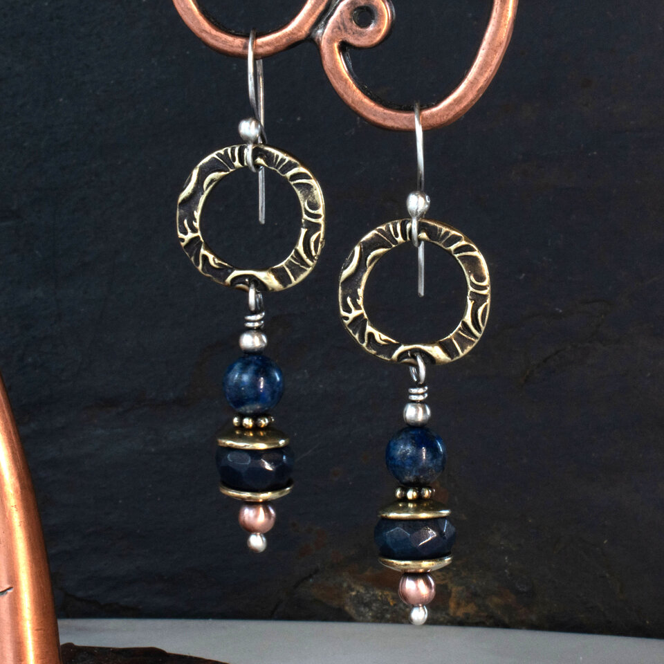 LAPIS LAZULI EARRINGS WITH 935 ARGENTIUM SILVER EAR WIRES