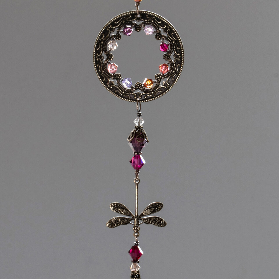 SWAROVSKI CRYSTAL DRAGONFLY CAR REAR-VIEW MIRROR DANGLE .... ADJUSTABLE