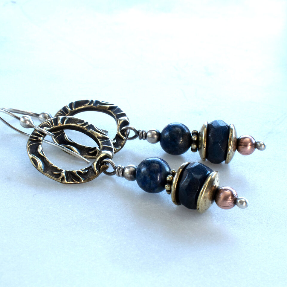 LAPIS LAZULI EARRINGS WITH 935 ARGENTIUM SILVER EAR WIRES