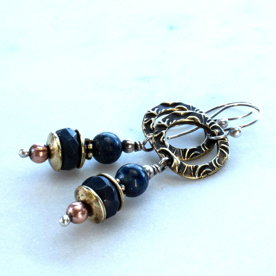 LAPIS LAZULI EARRINGS WITH 935 ARGENTIUM SILVER EAR WIRES