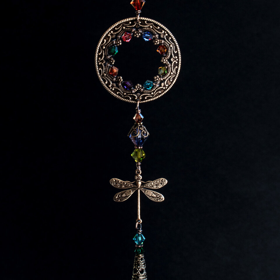 SWAROVSKI CRYSTAL DRAGONFLY CAR REAR-VIEW MIRROR DANGLE .... ADJUSTABLE