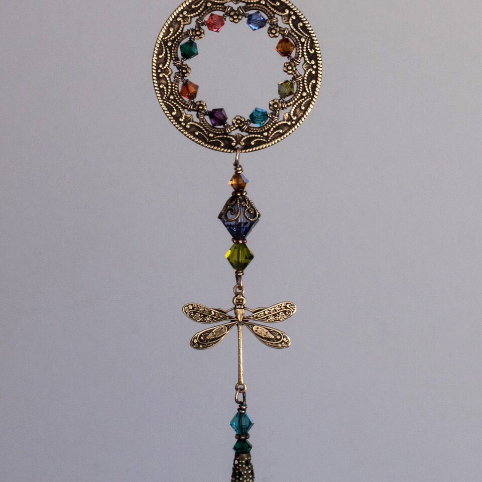 SWAROVSKI CRYSTAL DRAGONFLY CAR REAR-VIEW MIRROR DANGLE .... ADJUSTABLE