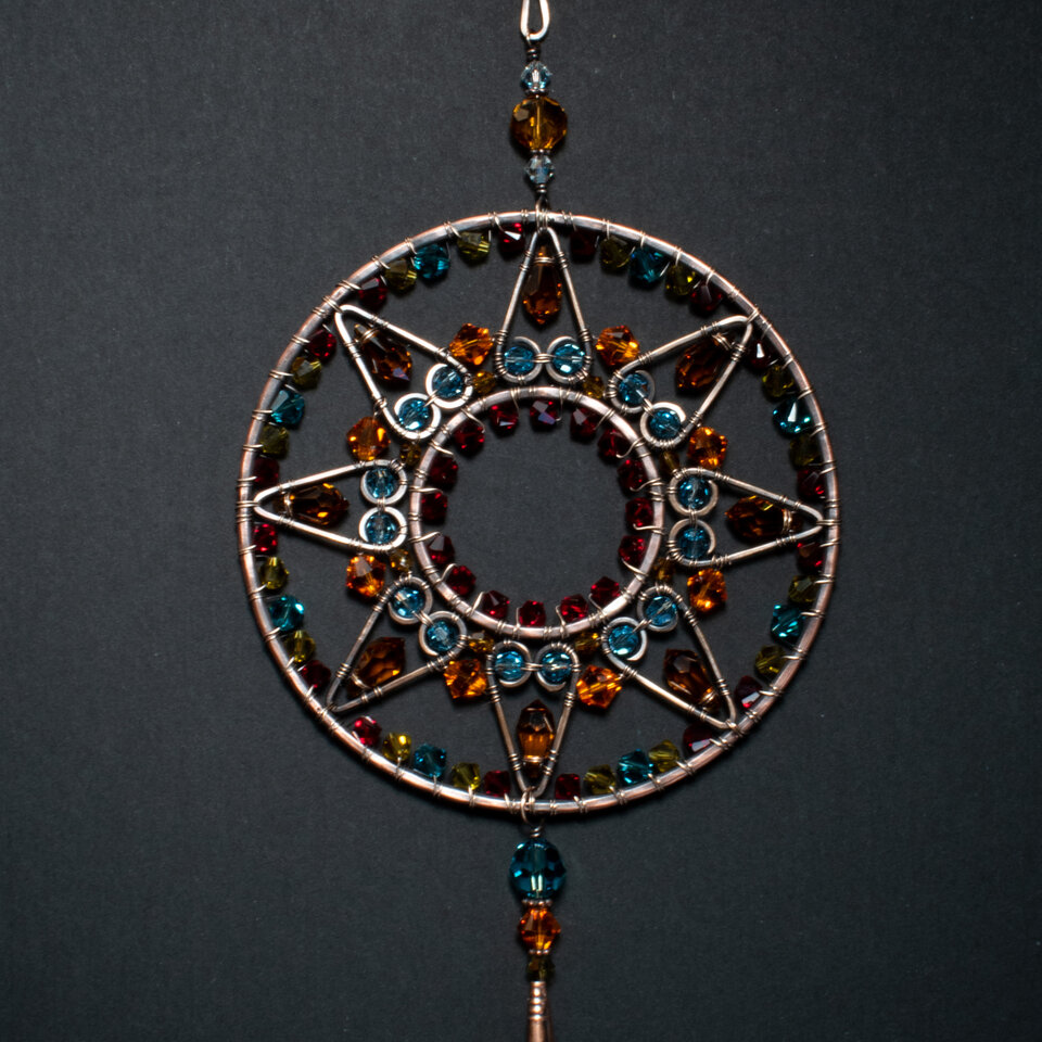 STARFLOWER SWAROVSKI CRYSTAL WINDOW SUNCATCHER IN MIXED METALS