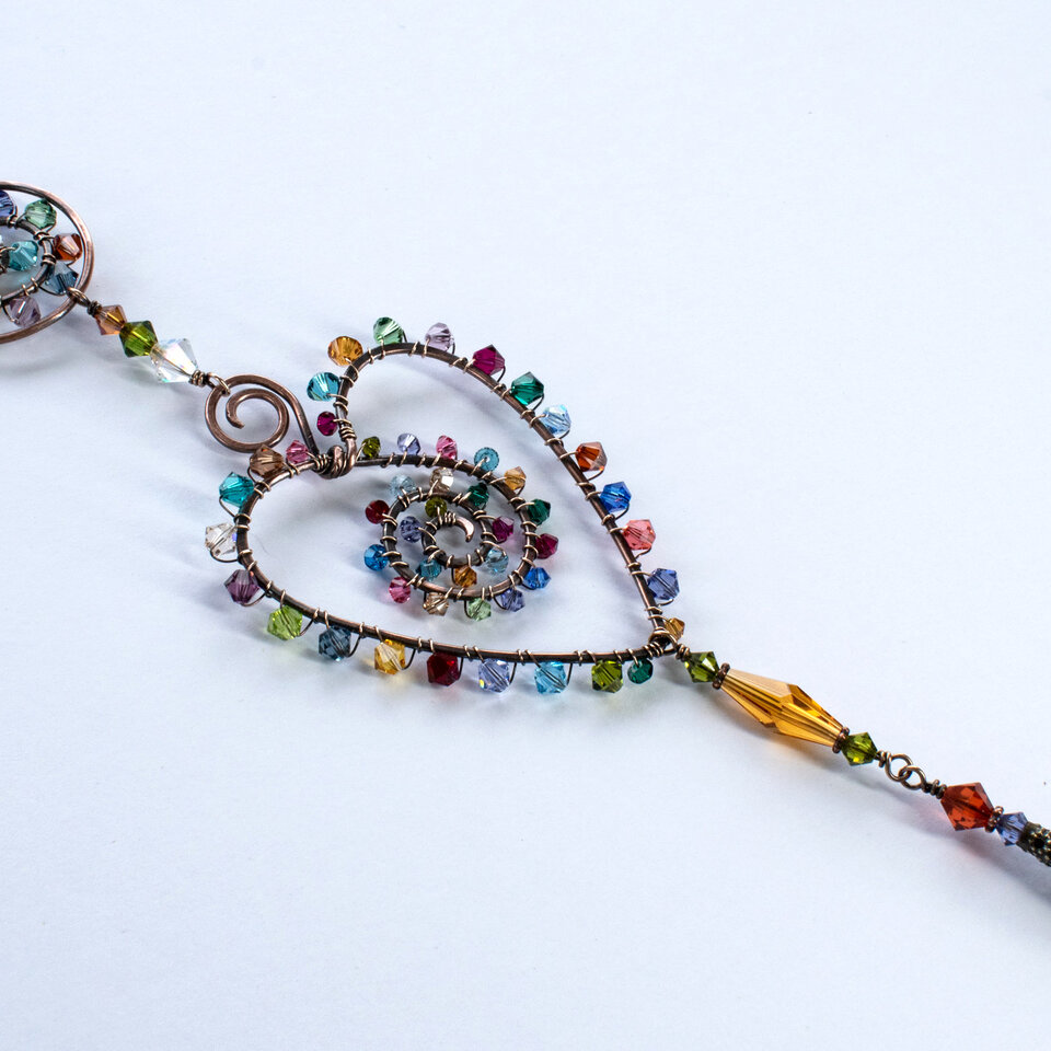 HEART SWAROVSKI CRYSTAL WINDOW SUNCATCHER IN MIXED METALS