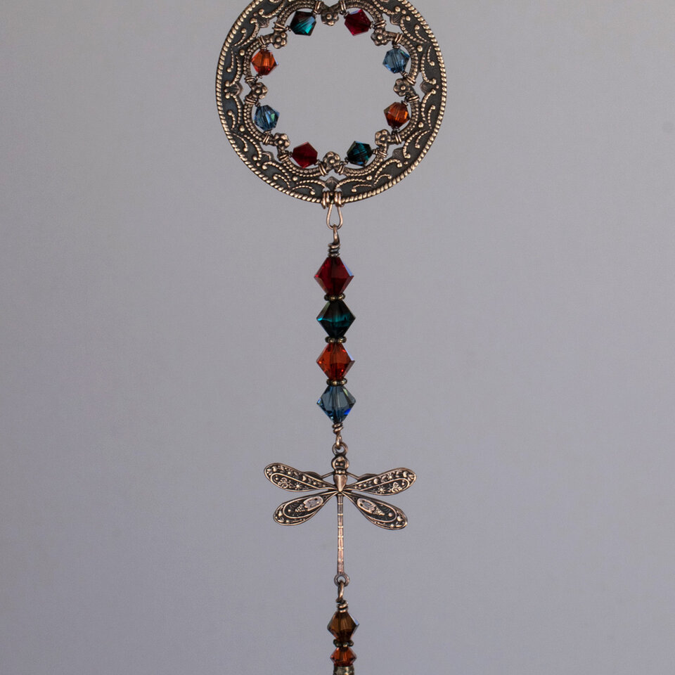 SWAROVSKI CRYSTAL DRAGONFLY CAR REAR-VIEW MIRROR DANGLE .... ADJUSTABLE
