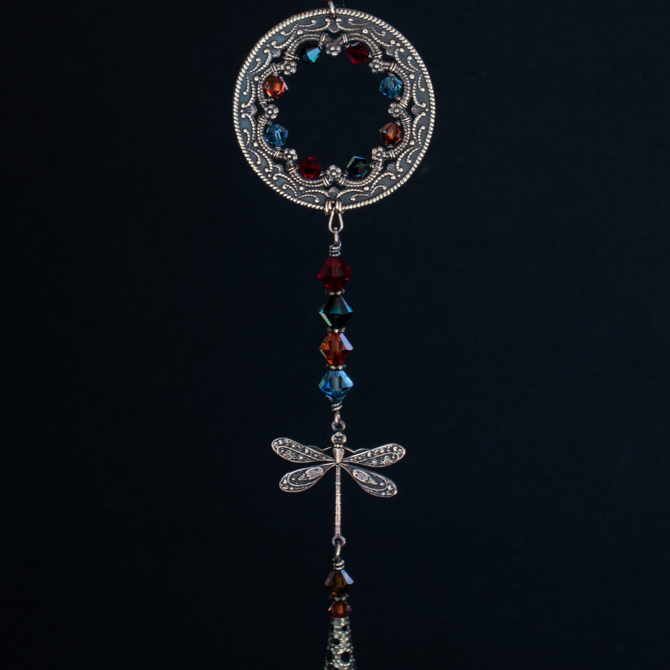 SWAROVSKI CRYSTAL DRAGONFLY CAR REAR-VIEW MIRROR DANGLE .... ADJUSTABLE