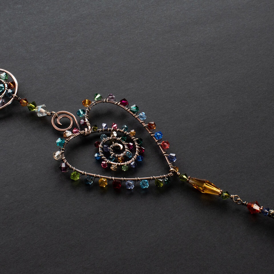 HEART SWAROVSKI CRYSTAL WINDOW SUNCATCHER IN MIXED METALS