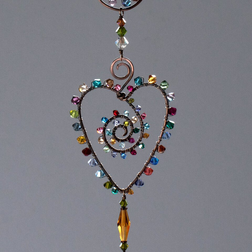 HEART SWAROVSKI CRYSTAL WINDOW SUNCATCHER IN MIXED METALS