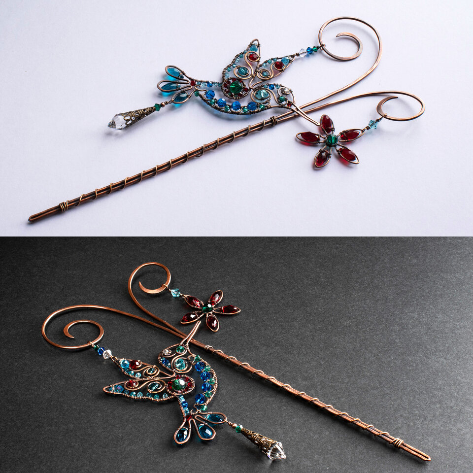 HUMMINGBIRD WITH A FLOWER ... DECORATIVE PLANT STAKE CRYSTAL SUNCATCHER