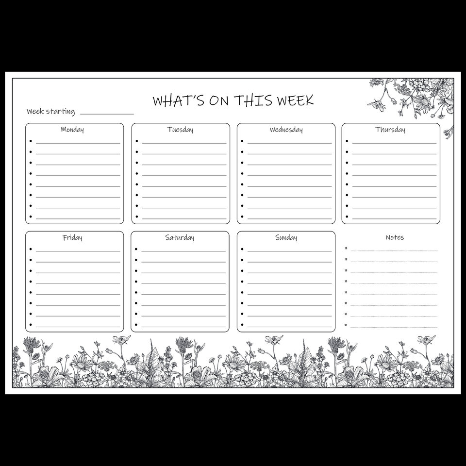 WILDFLOWER WEEKLY PLANNER NOTEPAD