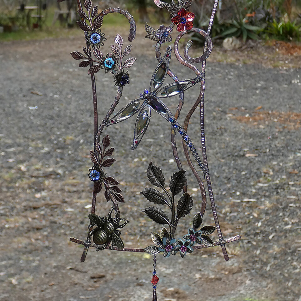 DRAGONFLY SWAROVSKI CRYSTAL WINDOW SUNCATCHER IN COPPER AND BRONZE 