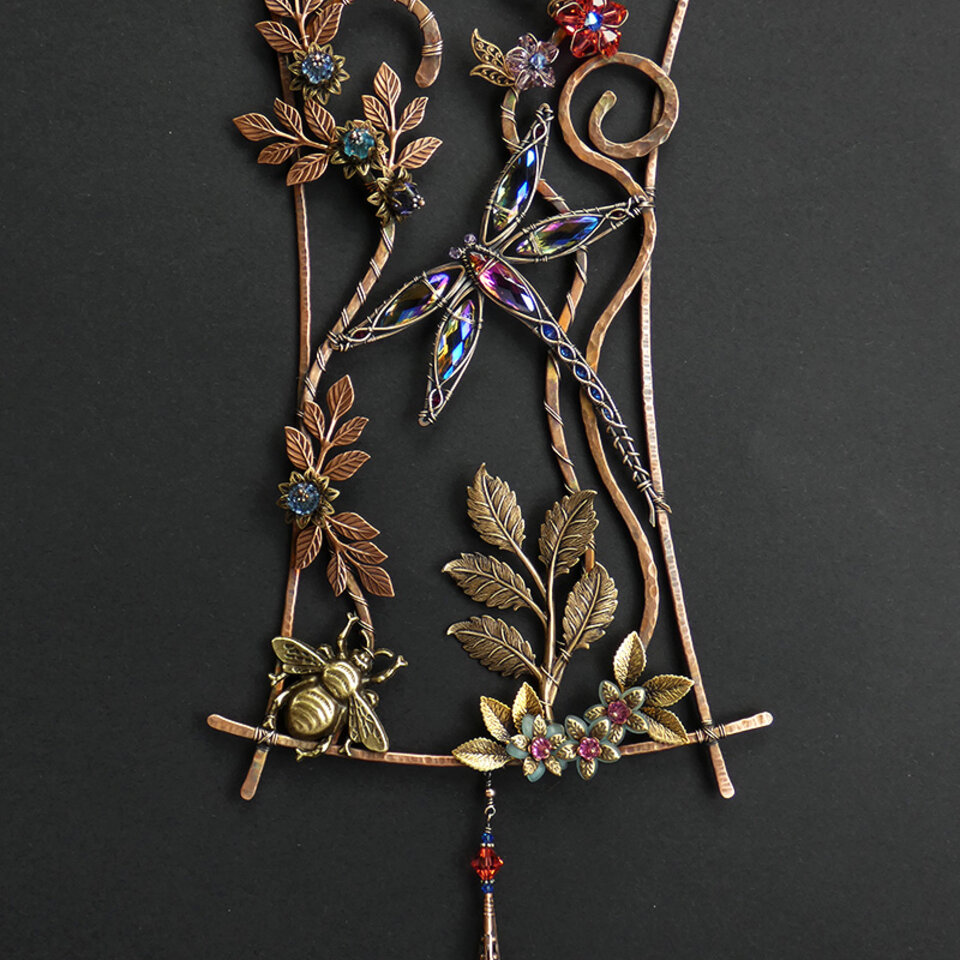 DRAGONFLY SWAROVSKI CRYSTAL WINDOW SUNCATCHER IN COPPER AND BRONZE 