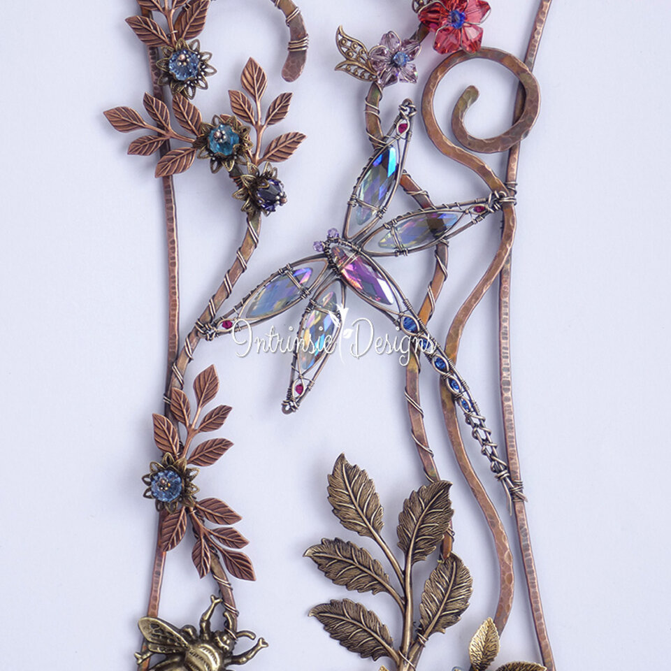 DRAGONFLY SWAROVSKI CRYSTAL WINDOW SUNCATCHER IN COPPER AND BRONZE 