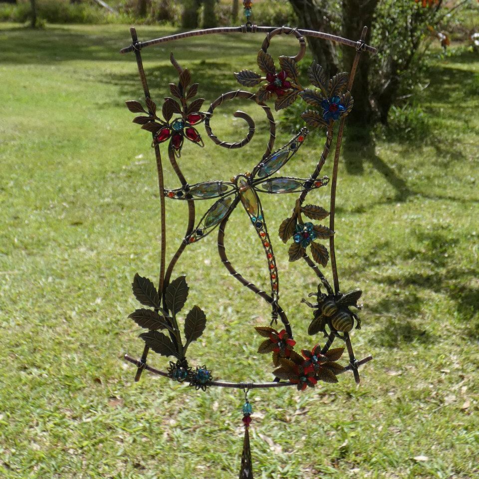 "BEE A DRAGONFLY" .... SWAROVSKI CRYSTAL WINDOW SUNCATCHER IN MIXED METALS