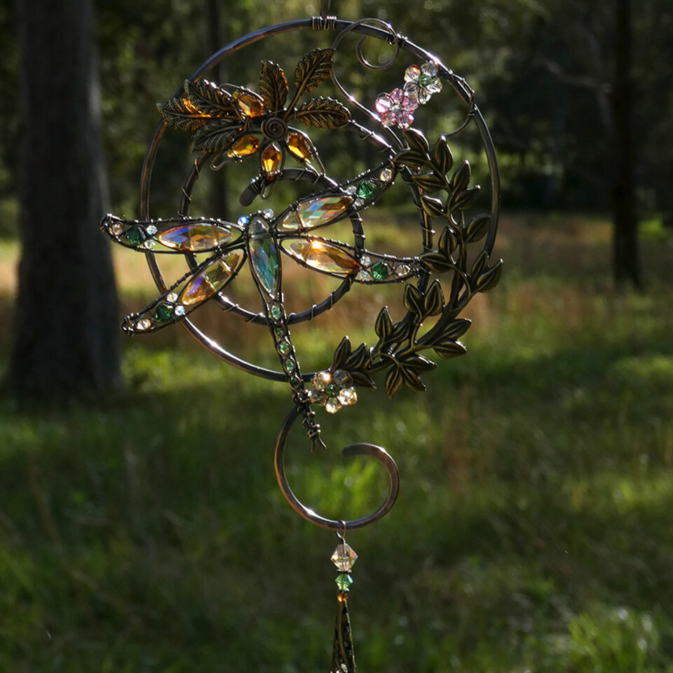 DRAGONFLY SWAROVSKI CRYSTAL WINDOW SUNCATCHER IN MIXED METALS