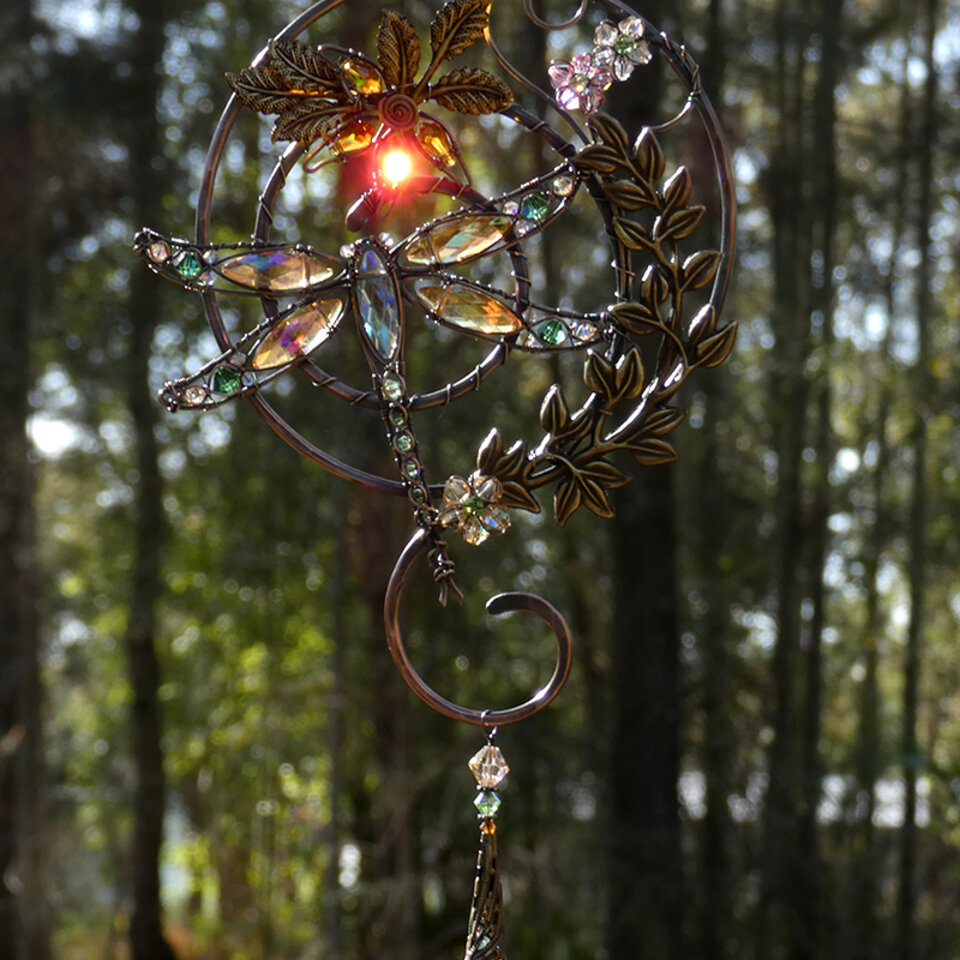 DRAGONFLY SWAROVSKI CRYSTAL WINDOW SUNCATCHER IN MIXED METALS